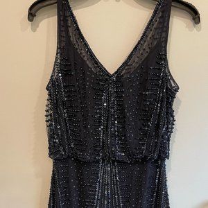 Adrianna Papell - Hand-beaded Midnight Blue -Dress